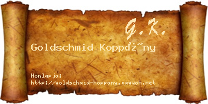 Goldschmid Koppány névjegykártya